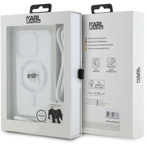 Karl Lagerfeld - IML Crossbody MagSafe (KLHMP15LHCKHNT) - iPhone 15 Pro - Transparent Karl Head