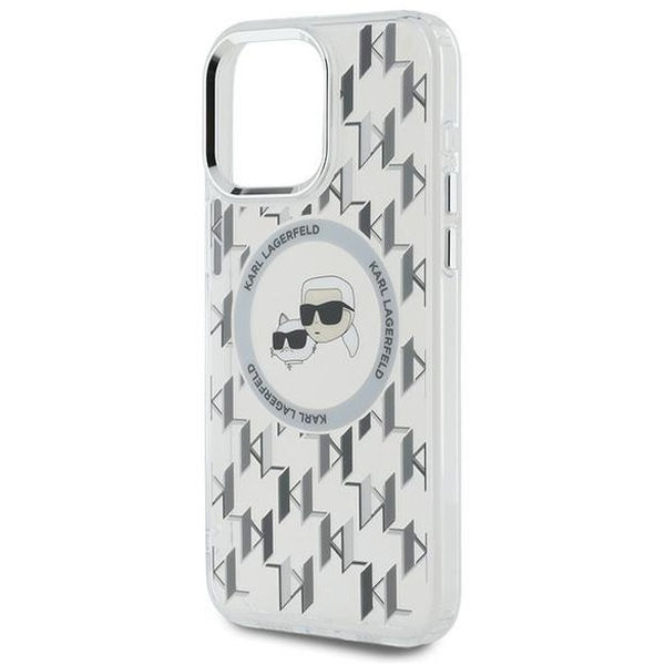 Karl Lagerfeld - IML MagSafe (KLHMP15LHMCKMHT) - iPhone 15 Pro - Transparent Monogram Karl&Choupette Head
