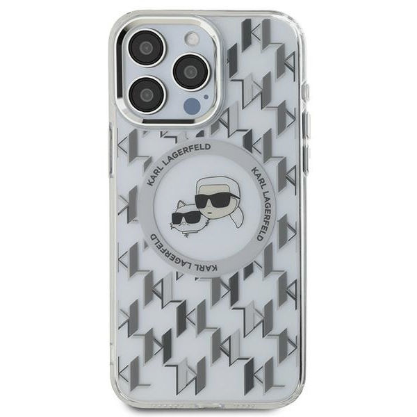 Karl Lagerfeld - IML MagSafe (KLHMP15LHMCKMHT) - iPhone 15 Pro - Transparent Monogram Karl&Choupette Head