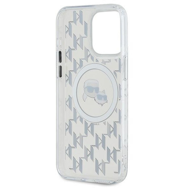 Karl Lagerfeld - IML MagSafe (KLHMP15LHMCKMHT) - iPhone 15 Pro - Transparent Monogram Karl&Choupette Head