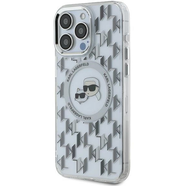 Karl Lagerfeld - IML MagSafe (KLHMP15LHMCKMHT) - iPhone 15 Pro - Transparent Monogram Karl&Choupette Head