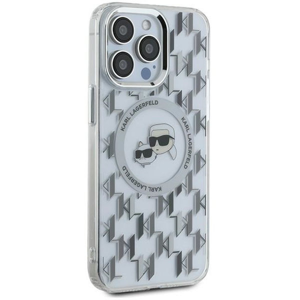 Karl Lagerfeld - IML MagSafe (KLHMP15LHMCKMHT) - iPhone 15 Pro - Transparent Monogram Karl&Choupette Head
