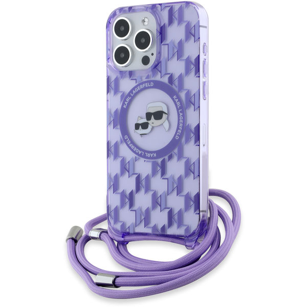 Karl Lagerfeld - IML Crossbody MagSafe (KLHMP15LHCKCKLCU) - iPhone 15 Pro - Purple Monogram Karl&Choupette Head