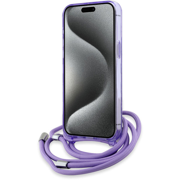 Karl Lagerfeld - IML Crossbody MagSafe (KLHMP15LHCKCKLCU) - iPhone 15 Pro - Purple Monogram Karl&Choupette Head