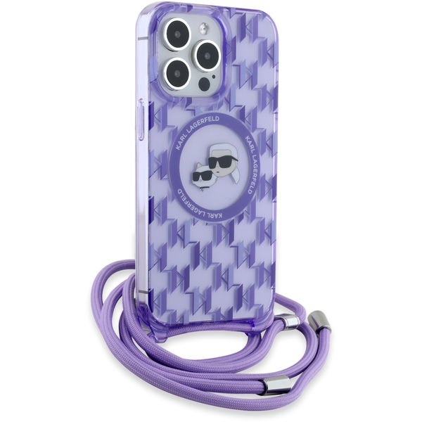 Karl Lagerfeld - IML Crossbody MagSafe (KLHMP15LHCKCKLCU) - iPhone 15 Pro - Purple Monogram Karl&Choupette Head