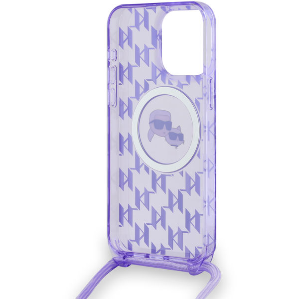 Karl Lagerfeld - IML Crossbody MagSafe (KLHMP15LHCKCKLCU) - iPhone 15 Pro - Purple Monogram Karl&Choupette Head