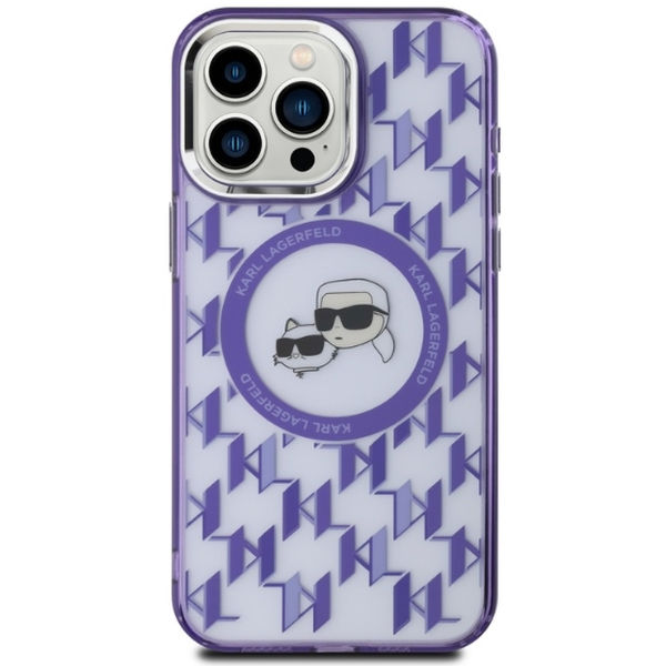Karl Lagerfeld - IML MagSafe (KLHMP15LHMCKMHU) - iPhone 15 Pro - Purple Monogram Karl&Choupette Head