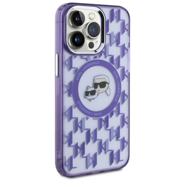 Karl Lagerfeld - IML MagSafe (KLHMP15LHMCKMHU) - iPhone 15 Pro - Purple Monogram Karl&Choupette Head