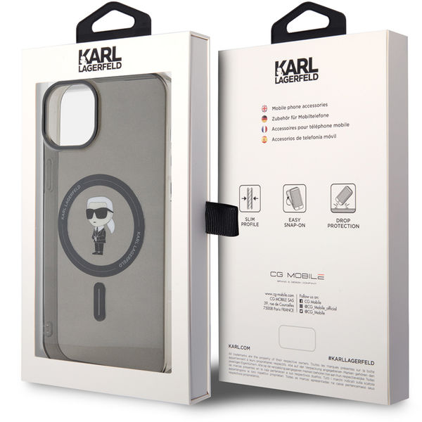 Karl Lagerfeld - IML MagSafe (KLHMP15MHFCKNOK) - iPhone 15 Plus - Black Ikonik