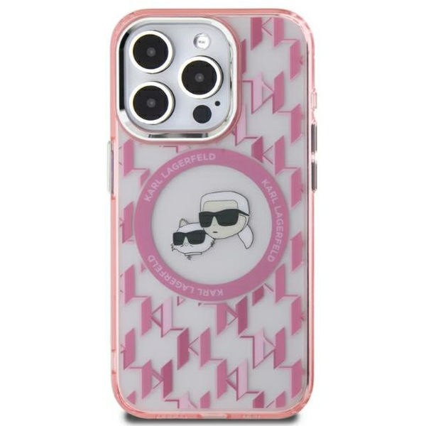 Karl Lagerfeld - IML MagSafe (KLHMP15MHMCKMHP) - iPhone 15 Plus - Pink Monogram Karl&Choupette Head