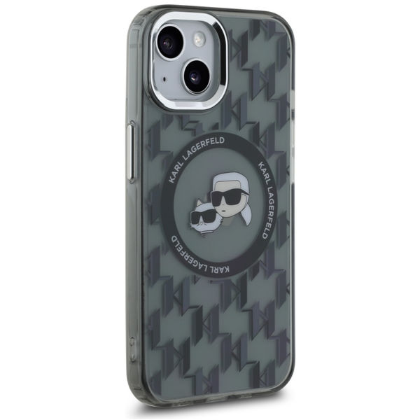 Karl Lagerfeld - IML MagSafe (KLHMP15MHMCKMHK) - iPhone 15 Plus - Black Monogram Karl&Choupette Head