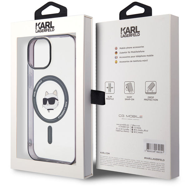 Karl Lagerfeld - IML MagSafe (KLHMP15SHCHNOTK) - iPhone 15 - Transparent Choupette`s Head