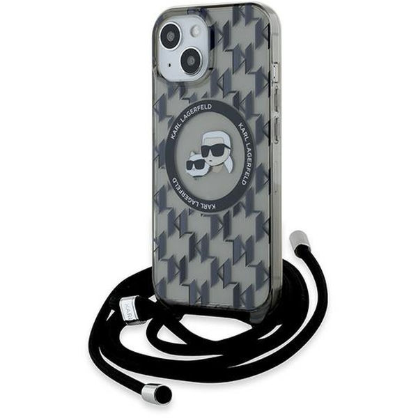 Karl Lagerfeld - IML Crossbody MagSafe (KLHMP15SHCKCKLCK) - iPhone 15 - Monogram Karl&Choupette Head