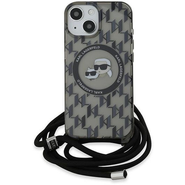 Karl Lagerfeld - IML Crossbody MagSafe (KLHMP15SHCKCKLCK) - iPhone 15 - Monogram Karl&Choupette Head