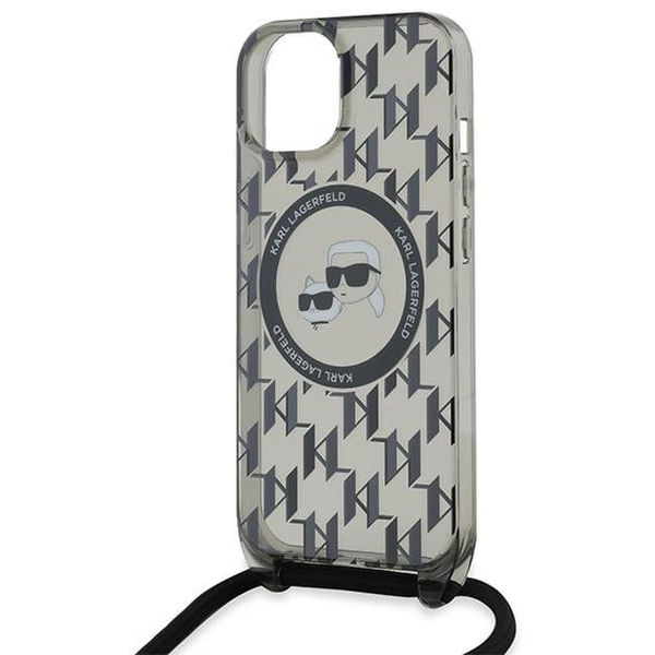 Karl Lagerfeld - IML Crossbody MagSafe (KLHMP15SHCKCKLCK) - iPhone 15 - Monogram Karl&Choupette Head