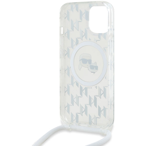 Karl Lagerfeld - IML Crossbody MagSafe (KLHMP15SHCKCKLCT) - iPhone 15 - Clear Mono Karl&Choupette