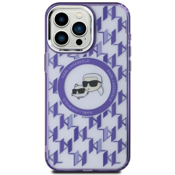 Karl Lagerfeld - IML MagSafe (KLHMP15SHMCKMHU) - iPhone 15 - Purple Monogram Karl&Choupette Head