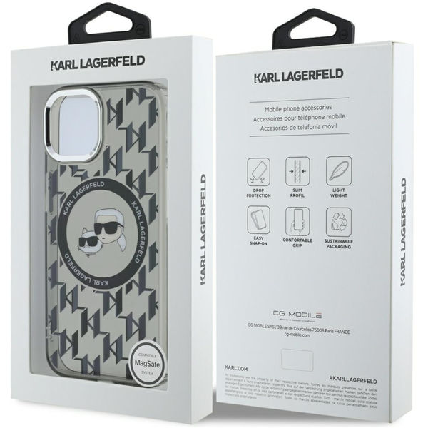 Karl Lagerfeld - IML MagSafe (KLHMP15SHMCKMHK) - iPhone 15 - Monogram Karl&Choupette Head