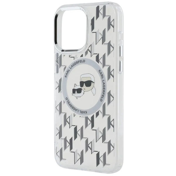Karl Lagerfeld - IML MagSafe (KLHMP15SHMCKMHT) - iPhone 15 - Clear Monogram Karl&Choupette Head