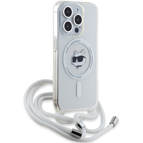 Karl Lagerfeld - IML Crossbody MagSafe (KLHMP15XHCCHNT) - iPhone 15 Pro Max - Clear Choupette Head&Cord