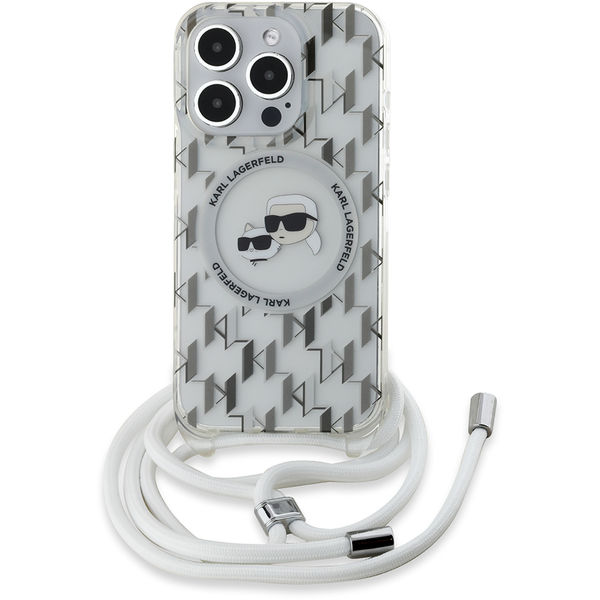 Karl Lagerfeld - IML Crossbody MagSafe (KLHMP15XHCKCKLCT) - iPhone 15 Pro Max - Clear Monogram Karl&Choupette Head
