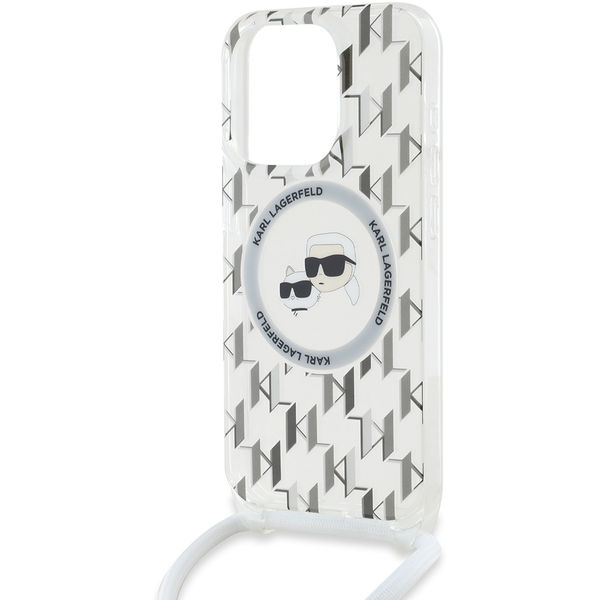 Karl Lagerfeld - IML Crossbody MagSafe (KLHMP15XHCKCKLCT) - iPhone 15 Pro Max - Clear Monogram Karl&Choupette Head