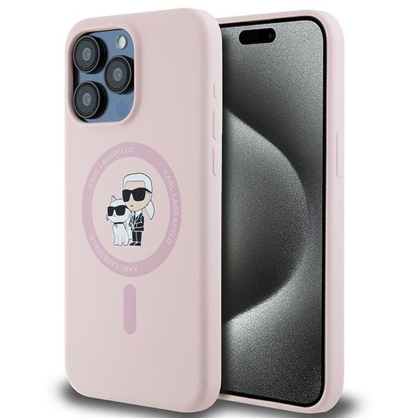Karl Lagerfeld - Silicone MagSafe (KLHMP15LSCMKCRHP) - iPhone 15 Pro - Pink Karl&Choupette