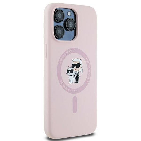 Karl Lagerfeld - Silicone MagSafe (KLHMP15LSCMKCRHP) - iPhone 15 Pro - Pink Karl&Choupette