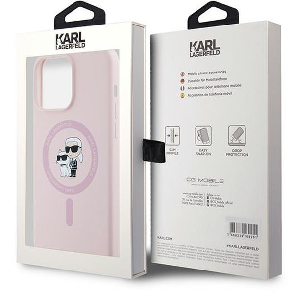 Karl Lagerfeld - Silicone MagSafe (KLHMP15LSCMKCRHP) - iPhone 15 Pro - Pink Karl&Choupette