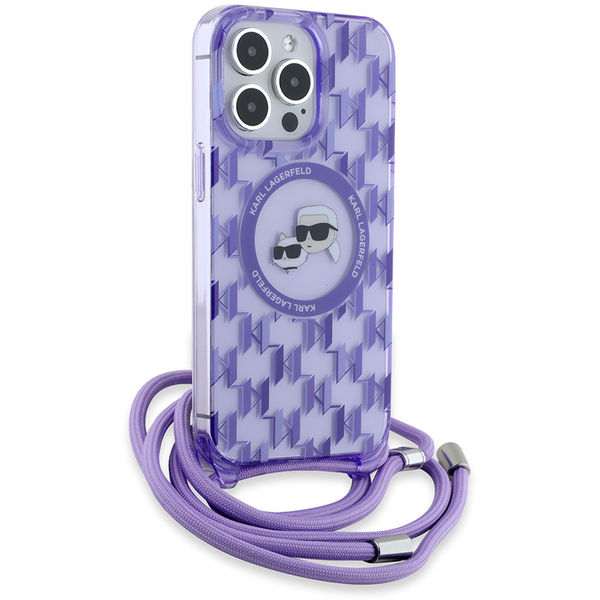 Karl Lagerfeld - IML Crossbody MagSafe (KLHMP15XHCKCKLCU) - iPhone 15 Pro Max - Purple Monogram Karl&Choupette Head