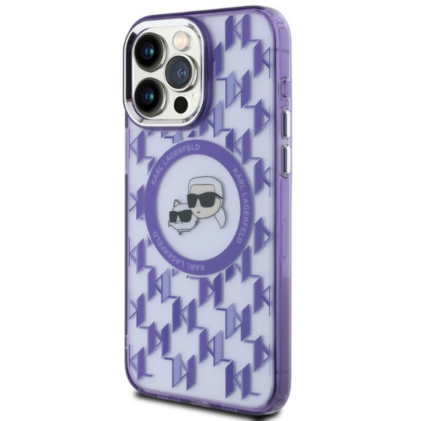Karl Lagerfeld - IML MagSafe (KLHMP15XHMCKMHU) - iPhone 15 Pro Max - Purple Monogram Karl&Choupette Head