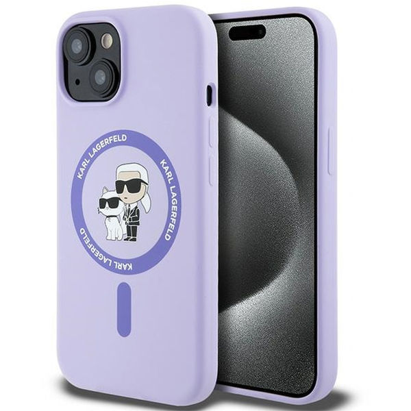 Karl Lagerfeld - Silicone Ring MagSafe (KLHMP15SSCMKCRHU) - iPhone 15 - Purple Karl&Choupette Heads