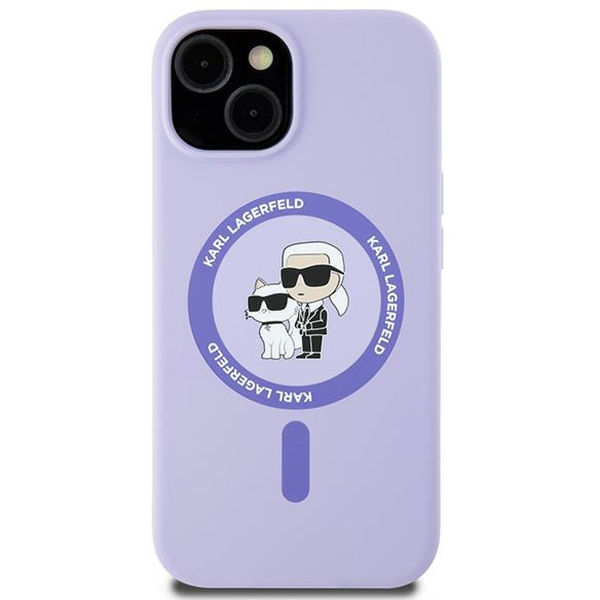 Karl Lagerfeld - Silicone Ring MagSafe (KLHMP15SSCMKCRHU) - iPhone 15 - Purple Karl&Choupette Heads