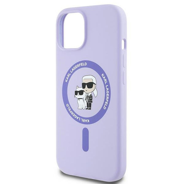 Karl Lagerfeld - Silicone Ring MagSafe (KLHMP15SSCMKCRHU) - iPhone 15 - Purple Karl&Choupette Heads