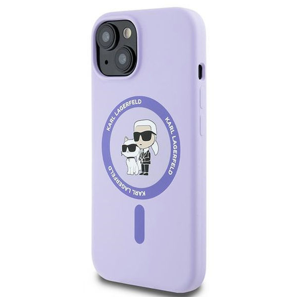 Karl Lagerfeld - Silicone Ring MagSafe (KLHMP15SSCMKCRHU) - iPhone 15 - Purple Karl&Choupette Heads