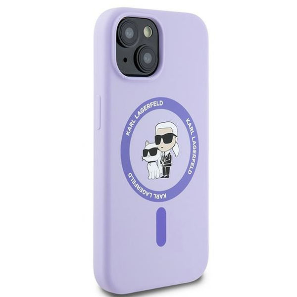 Karl Lagerfeld - Silicone Ring MagSafe (KLHMP15SSCMKCRHU) - iPhone 15 - Purple Karl&Choupette Heads
