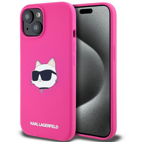 Karl Lagerfeld - Silicone MagSafe (KLHMP15SSCHPPLF) - iPhone 15 - Fuschia Choupette Head