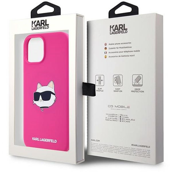 Karl Lagerfeld - Silicone MagSafe (KLHMP15SSCHPPLF) - iPhone 15 - Fuschia Choupette Head