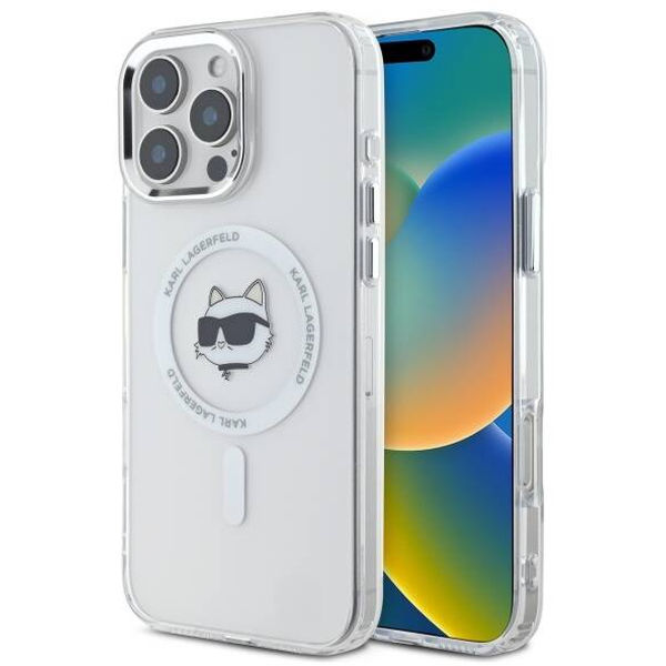 Karl Lagerfeld - IML MagSafe (KLHMP16LHLSCHH) - iPhone 16 Pro - White Metal Choupette`s Head