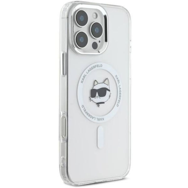 Karl Lagerfeld - IML MagSafe (KLHMP16LHLSCHH) - iPhone 16 Pro - White Metal Choupette`s Head