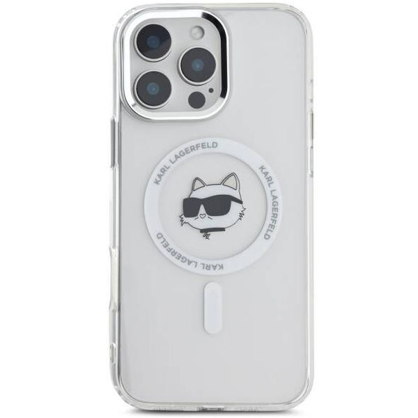 Karl Lagerfeld - IML MagSafe (KLHMP16LHLSCHH) - iPhone 16 Pro - White Metal Choupette`s Head