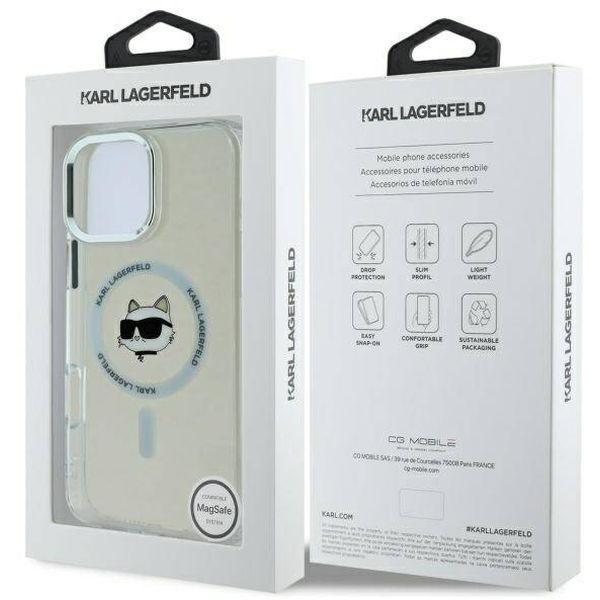 Karl Lagerfeld - IML MagSafe (KLHMP16LHLSCHH) - iPhone 16 Pro - White Metal Choupette`s Head
