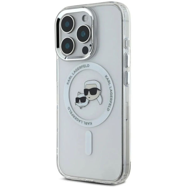 Karl Lagerfeld - IML MagSafe (KLHMP16LHLSKCH) - iPhone 16 Pro - White Metal Karl&Choupette Head