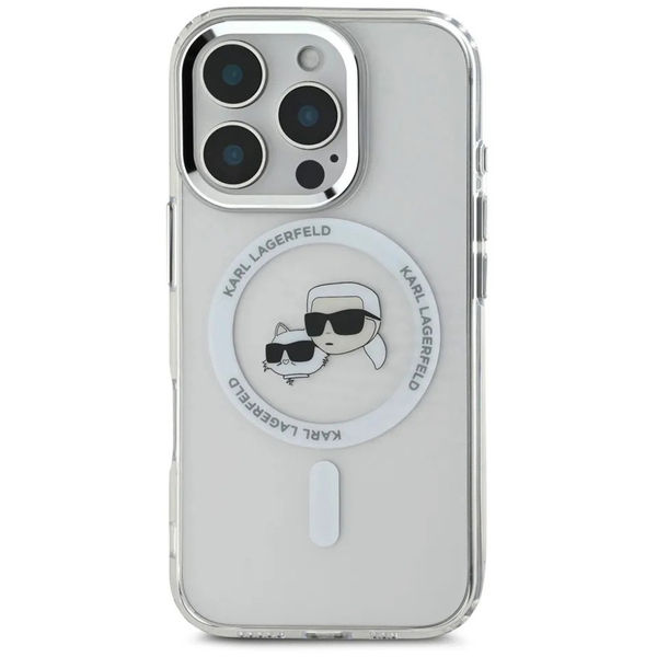 Karl Lagerfeld - IML MagSafe (KLHMP16LHLSKCH) - iPhone 16 Pro - White Metal Karl&Choupette Head