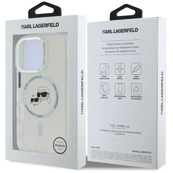 Karl Lagerfeld - IML MagSafe (KLHMP16LHLSKCH) - iPhone 16 Pro - White Metal Karl&Choupette Head