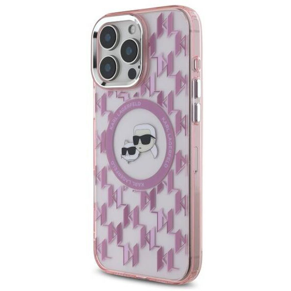 Karl Lagerfeld - IML MagSafe (KLHMP16LHMCKMHP) - iPhone 16 Pro - Pink Monogram Karl&Choupette Head