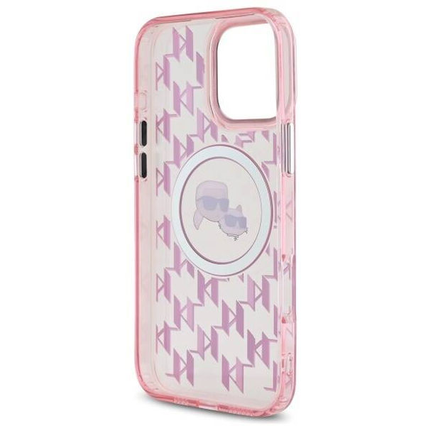 Karl Lagerfeld - IML MagSafe (KLHMP16LHMCKMHP) - iPhone 16 Pro - Pink Monogram Karl&Choupette Head