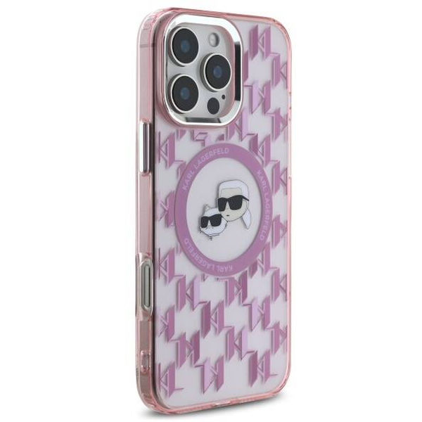 Karl Lagerfeld - IML MagSafe (KLHMP16LHMCKMHP) - iPhone 16 Pro - Pink Monogram Karl&Choupette Head