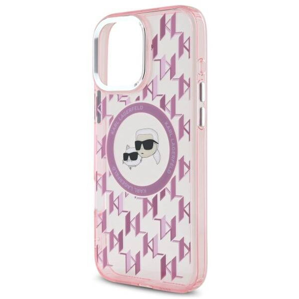 Karl Lagerfeld - IML MagSafe (KLHMP16LHMCKMHP) - iPhone 16 Pro - Pink Monogram Karl&Choupette Head