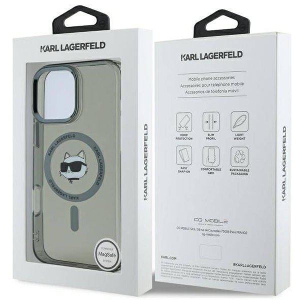 Karl Lagerfeld - IML MagSafe (KLHMP16LHLSCHK) - iPhone 16 Pro - Metal Choupette`s Head